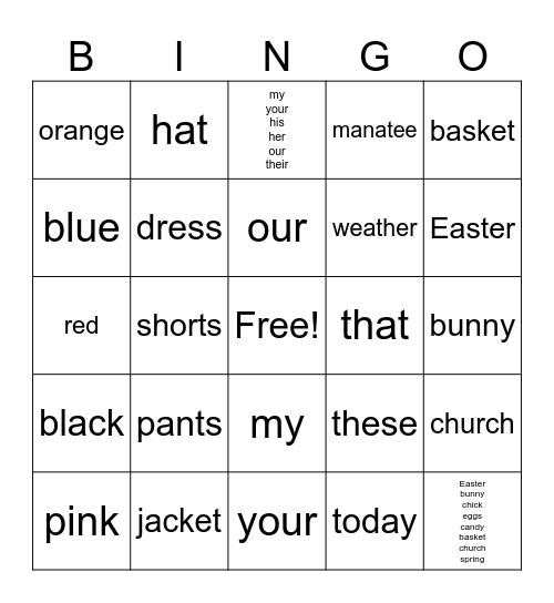 SPRING SEMESTER REVIEW Bingo Card
