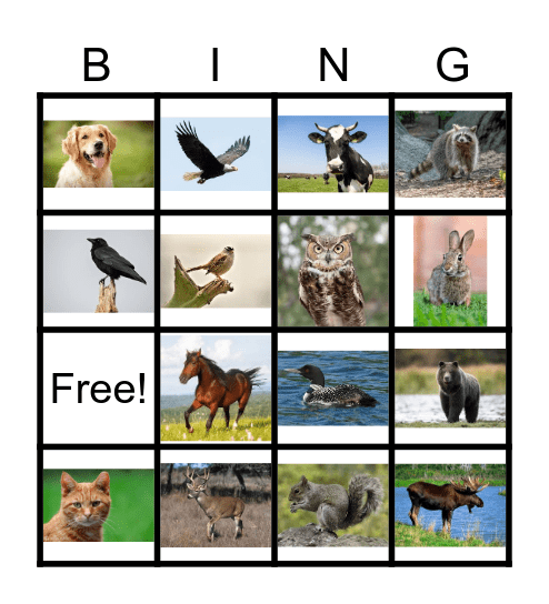Anishnaabemowin BINGO Animals Bingo Card