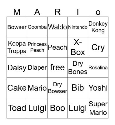 Mario Bingo Card