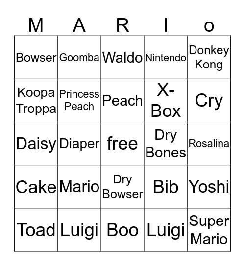 Mario Bingo Card