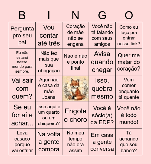 Chá da Cecília Bingo Card