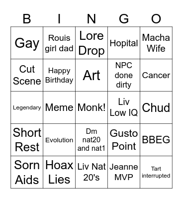 Pokémon Sphere Bingo Card