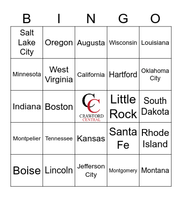 CCSD States and Capitals - Game 2 Bingo Card