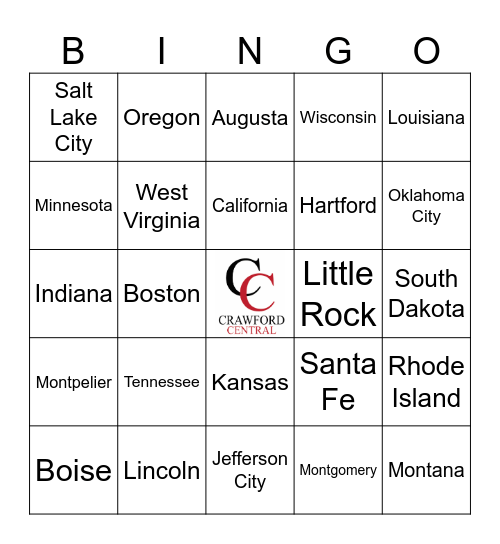 CCSD States and Capitals - Game 2 Bingo Card