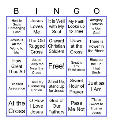 Classic Hymns Bingo Card