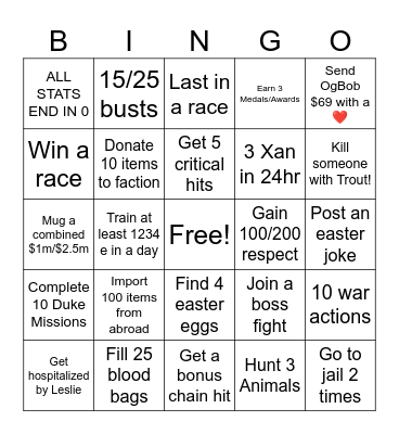 DiS Bingo 2.0 Bingo Card