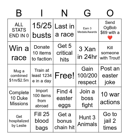 DiS Bingo 2.0 Bingo Card