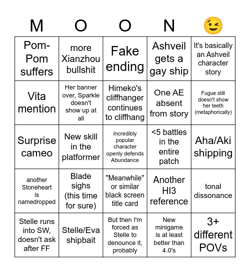 4.1 predictions/fears Bingo Card