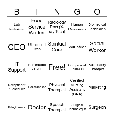 Career BINGO Card
