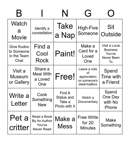 Find Your Joy! Bingo Card