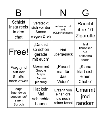 Emilia Bingo Card