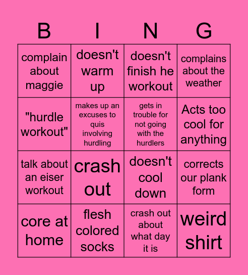 PGD Bingo Card