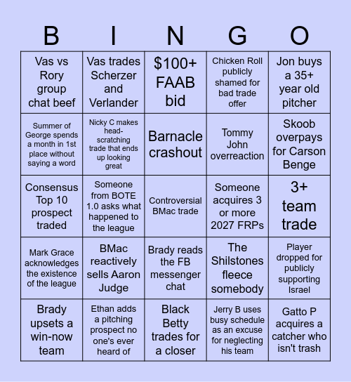 2026 BOTE Bingo Card