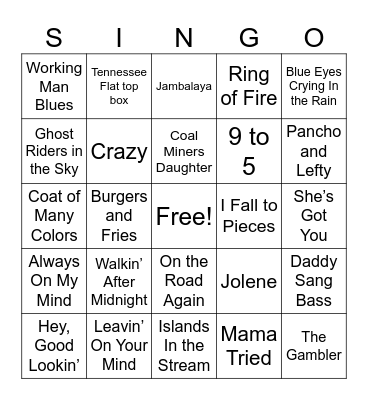 Music Bingo Card