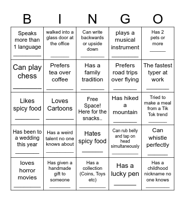 Fun Day Bingo Card