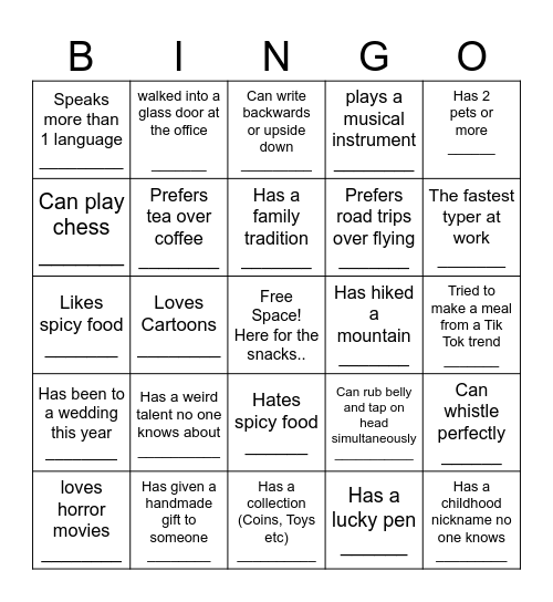 Fun Day Bingo Card