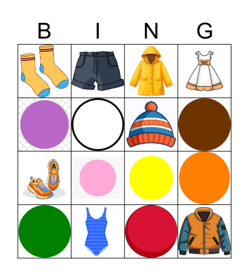 Die Kleidung Bingo Card