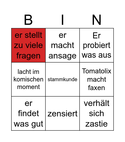 Tomatolix Bingo Card