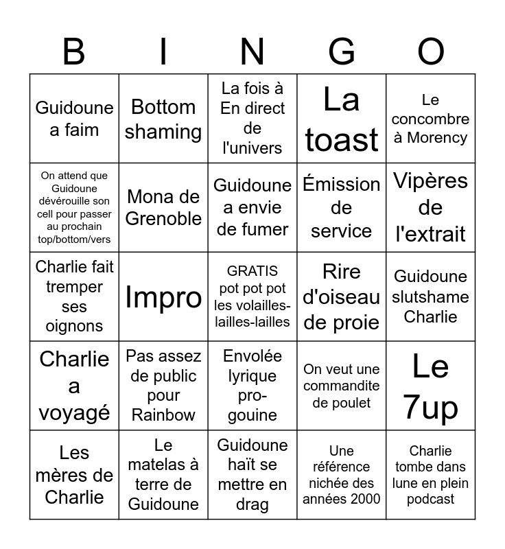 Full Plumé: le bingo de la 100ème! Bingo Card