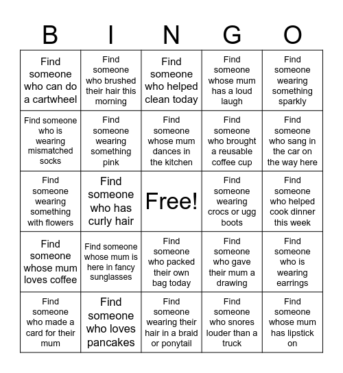 MOTHERS DAY Bingo Card