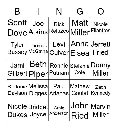 Who's on Your Team? Bingo Card