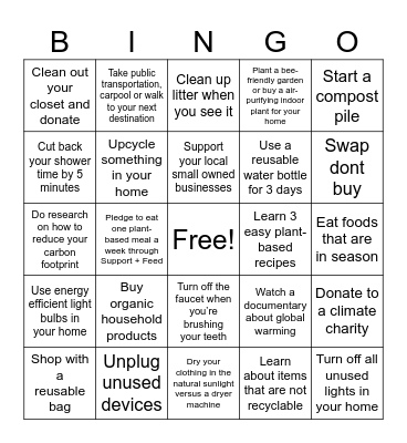 Earth Day Bingo 2026 Bingo Card