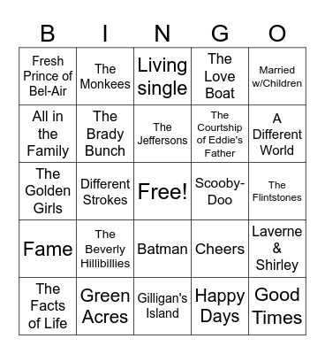 THEME SONG BINGO Card