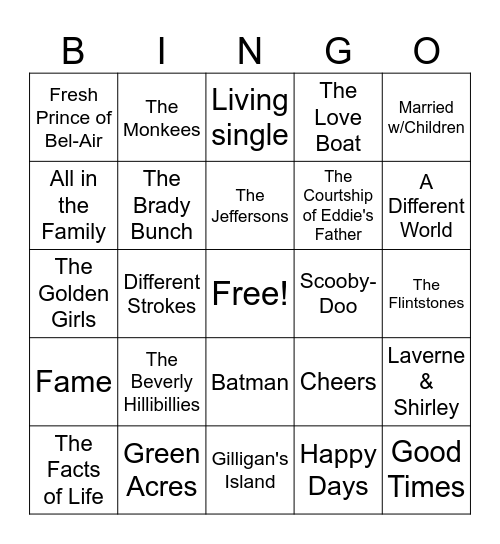 THEME SONG BINGO Card