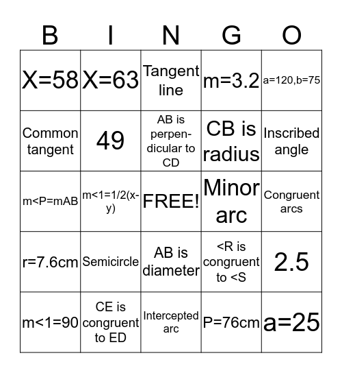 Chapter 11 Bingo Card