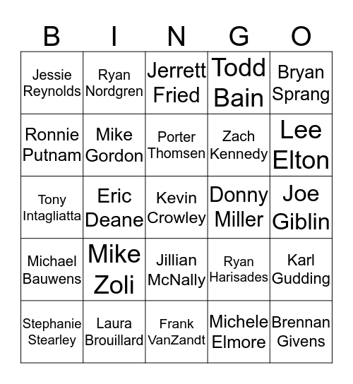 Who's on Your Team? Bingo Card
