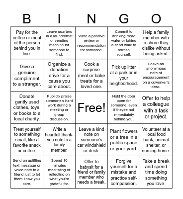 🌸 Spring Kindness Bingo Card 🌸 Bingo Card