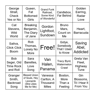 Round 1 Bingo Card