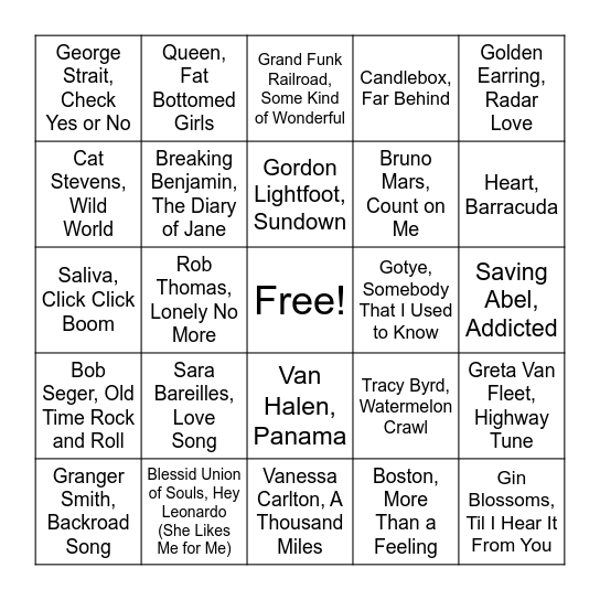 Round 1 Bingo Card