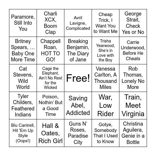 Round 1 Bingo Card