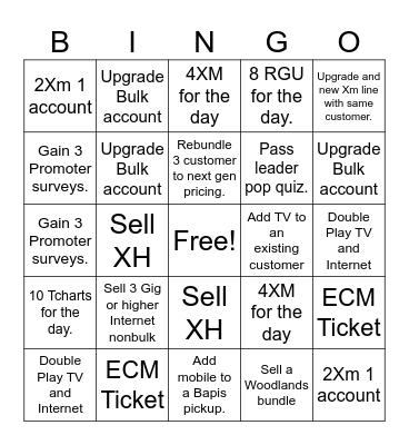 Woodlands Bingo Card
