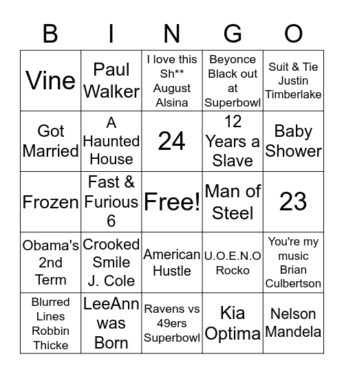 The Best of 2013 Bingo Card