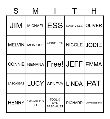 Smith Family Eggstravanza Bingo Card