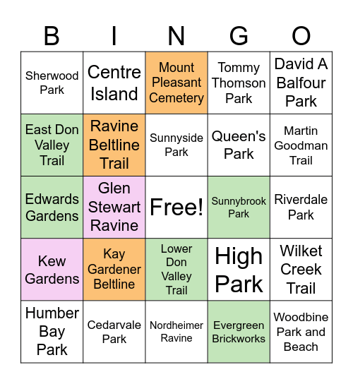 Running Adventure Bingo Card