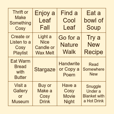 Autumn Whimsical Bingo Card