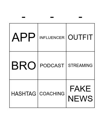 ADULTS A1+ Bingo Card