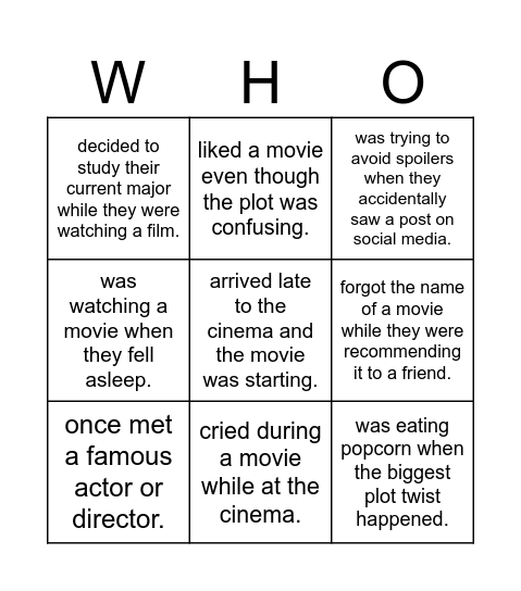 Find someone... Bingo Card