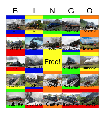 Coal and Oil Burning Steam Engines that I would like to design one day Bingo Card