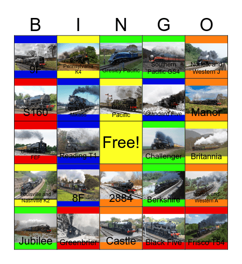 Coal and Oil Burning Steam Engines that I would like to design one day Bingo Card