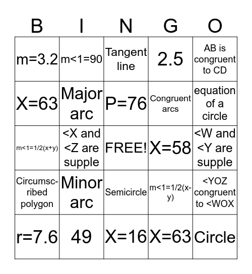 Chapter 11 Bingo Card