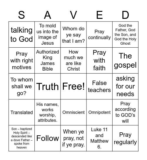 Review of Continue Lessons 1-5 Bingo Card