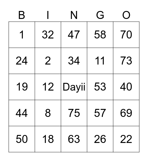 Gran Bingo Dayii Bingo Card