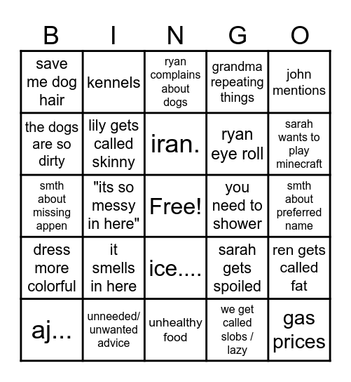 yippee the republicans are coming Bingo Card