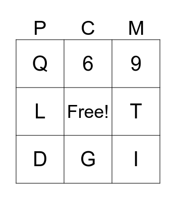 Musical Bingo Card
