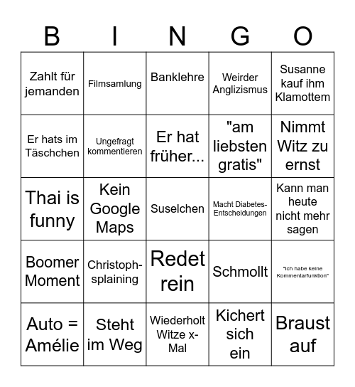 C-Wagon Bingo Card
