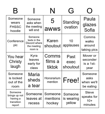 FHSS-see you later <3 Bingo Card